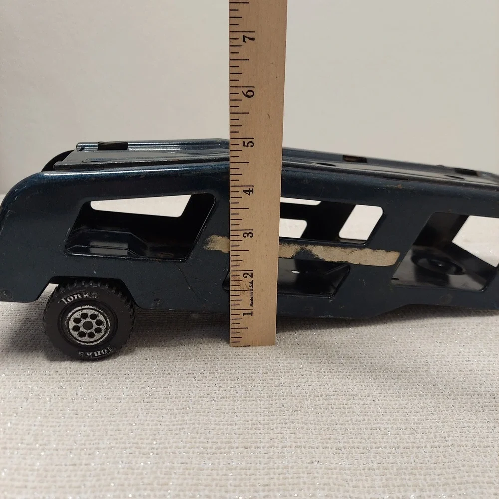 Vintage Tonka Pressed Steel Otto's Transport Car Hauler Trailer Blue 13 Inch